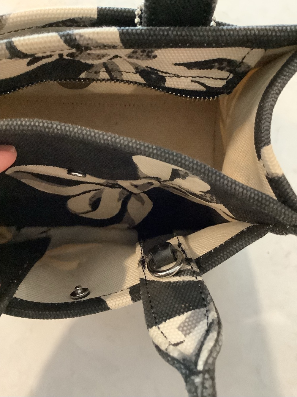 Coach Black and Cream Floral Canvas Mini Tote - Picture 8 of 12